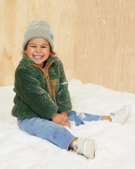 Kids Vulcan Cable Knit Beanie in Grey Sage